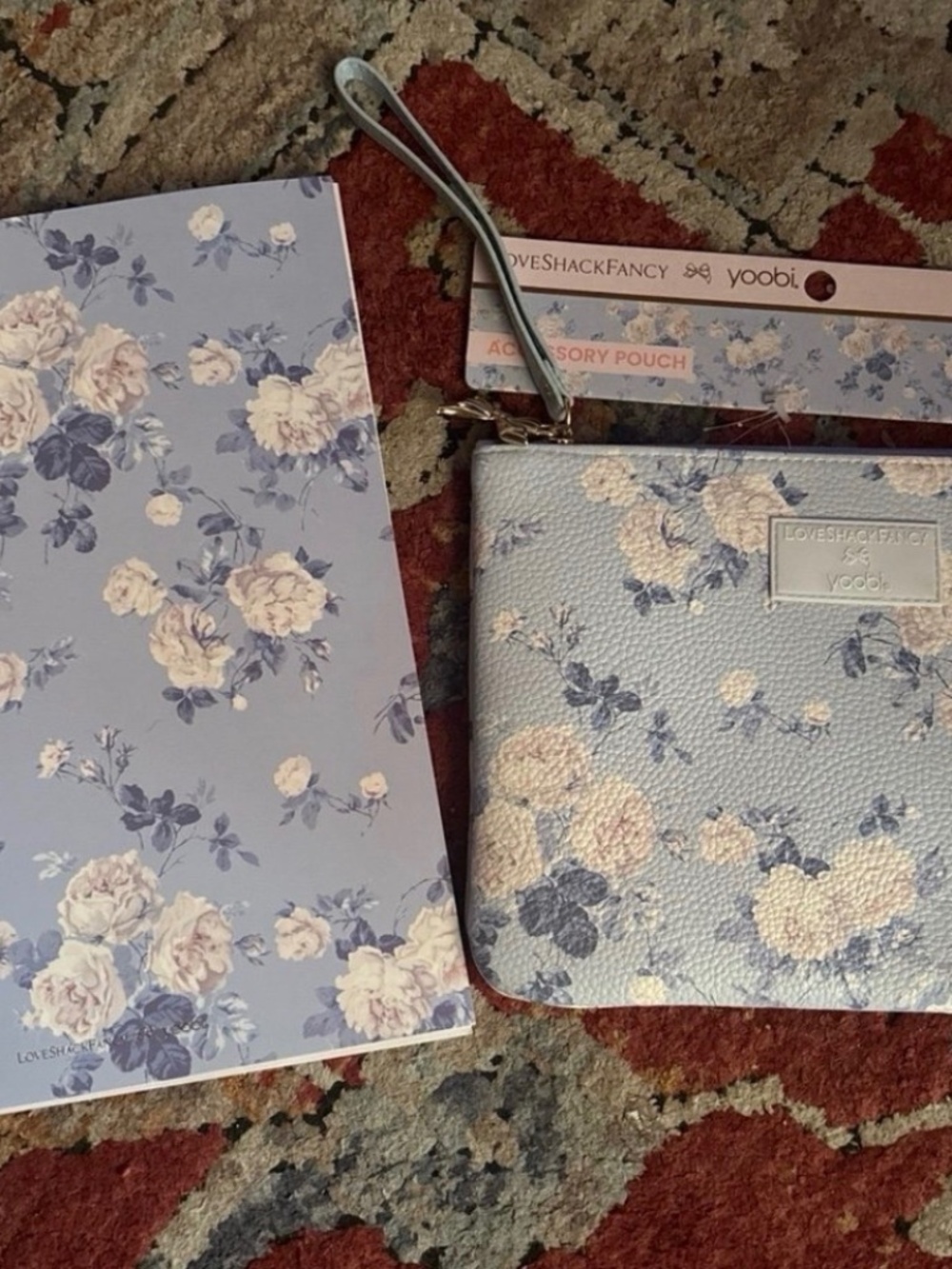 Love, shack, fancy accessory pouch, and spiral notebook